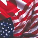 Canadian and American flags